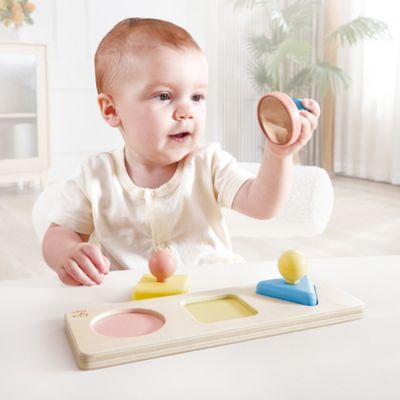 Image showing  Montessori Mirror Shape Puzzle - Wooden Mirror Bottom Shape Pieces