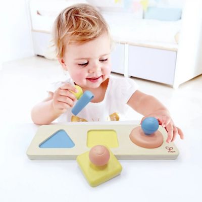Image showing 6 th Hape Montessori Mirror Shape Puzzle - Wooden Mirror Bottom Shape Pieces