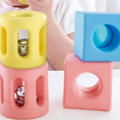 Image showing  Geometric Rattle Trio - 9 pc. Set, Soft Touch Shape Rattles