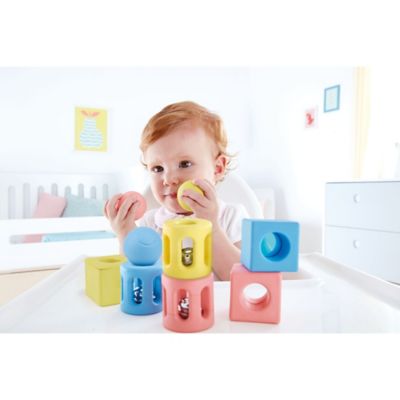 Image showing  Geometric Rattle Trio - 9 pc. Set, Soft Touch Shape Rattles