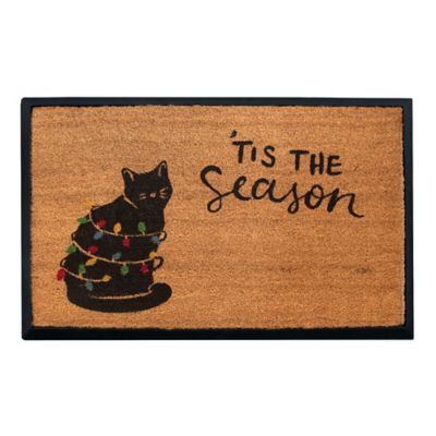 4 Cats & Dogs Convertible Entrance Mat: Christmas & Cat - 27 x 39 in.
