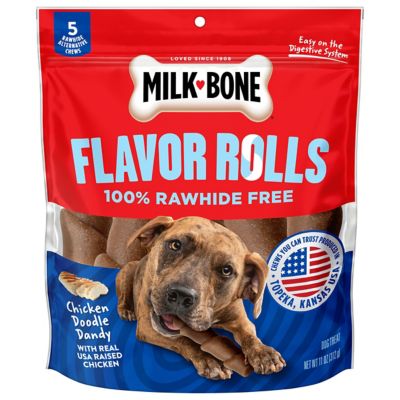 Milk-Bone Flavor Rolls Chicken Doodle Dandy Rawhide Free Dog Treats with Chicken, 5 ct.