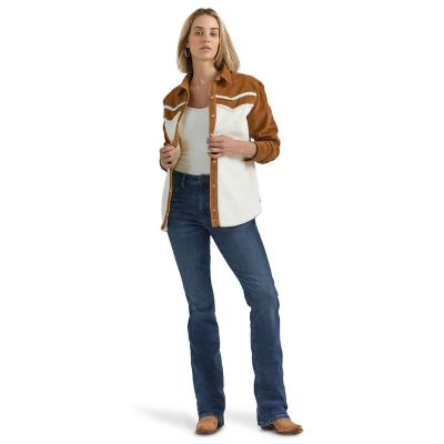 Wrangler Women's Corduroy Yoke Sherpa Shirt Jacket