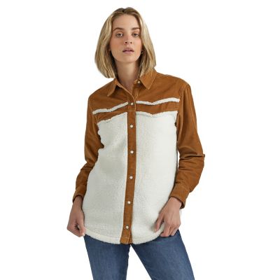 Image showing  Women's Corduroy Yoke Sherpa Shirt Jacket