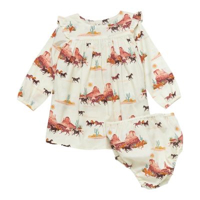 Wrangler Baby Horses Print Ruffle Dress