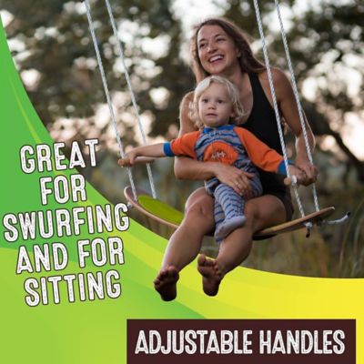 Image showing  Bamboo Stand Up Tree Swing, Outdoor Swing for Kids, Outdoor Play, Durable, 200lbs, Ages 6 & Up