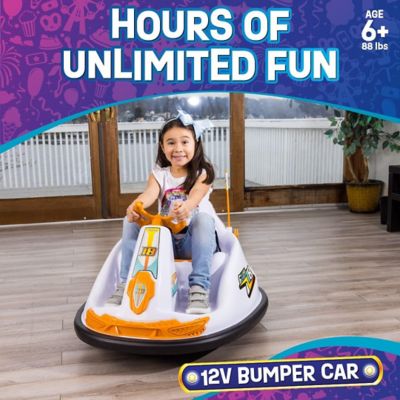 Image showing  Kids' 12V Electric Ride-On Bumper Car with Steering Wheel and Rechargeable Battery, Ages 6 and Up