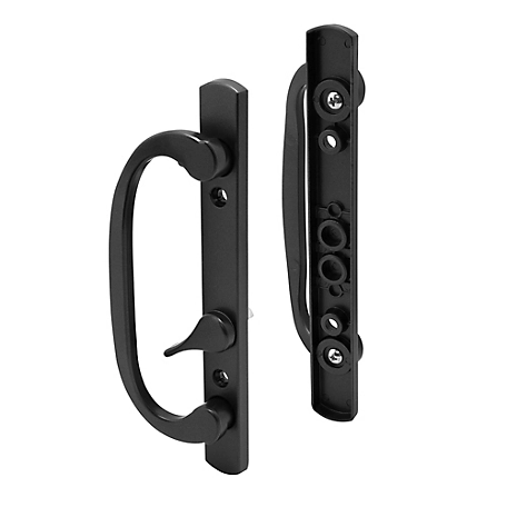 Prime-Line Mortise Style Sliding Patio Door Handle Set - Black Diecast, Non-Keyed, Fits 3-15/16 in. Hole Spacing (1 Set)