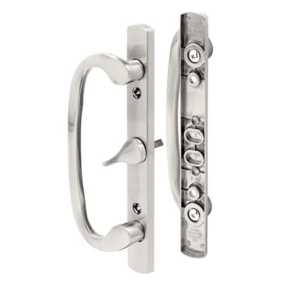 Prime-Line Sliding Door Handle Set, Mortise Style, 3-15/16 in. Hole Center, Satin Nickel Finish (D Pull Interior/Exterior)