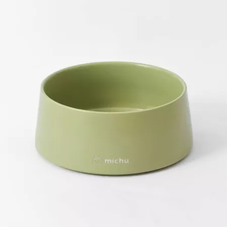 Michu Ceramic Bowl Set for Cats and Dogs Water Bowl Avocado Green Cat Single Bowls