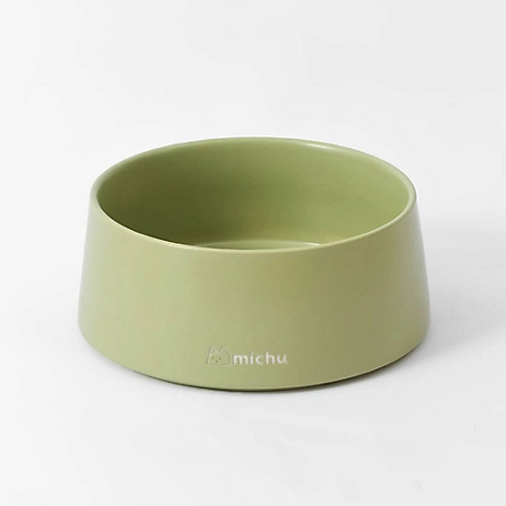 Michu Ceramic Bowl Set for Cats and Dogs, Water Bowl, Avocado Green