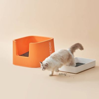 Image showing  Container Cat Litter Box with Scoop, Coral, XXL