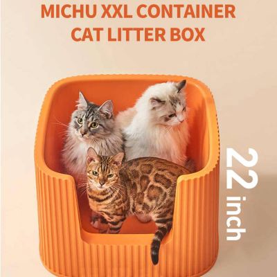 Image showing  Container Cat Litter Box with Scoop, Coral, XXL