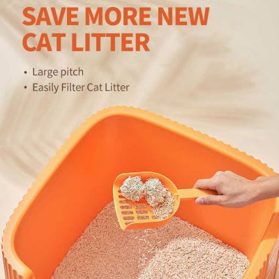 Image showing 5 th Michu Container Cat Litter Box with Scoop, Coral, XXL