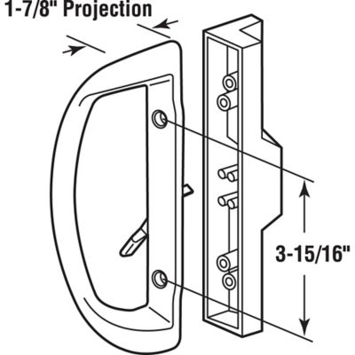 Image showing  Sliding Door Handle Set, Mortise Style, 3-15/16 in. Hole Center, Black Finish, D Pull Int./Straight Pull Ext.