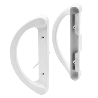 Prime-Line Sliding Door Handle Set, Mortise Style, 3-15/16 in. Hole Center, White Finish (D Pull Interior/D Pull Exterior)