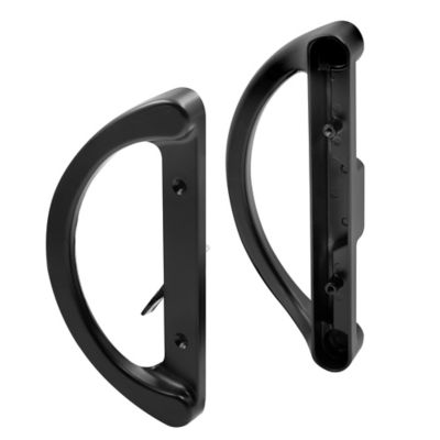 Prime-Line Sliding Door Handle Set, Mortise Style, 3-15/16 in. Hole Center, Black Finish (D Pull Interior/D Pull Exterior)