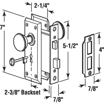 Image showing  Matte Black Mortise Lock Set, Keyed