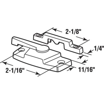 Image showing  Window Sash Lock, Zinc Diecast, Fits Silverline Windows, White, 2-1/16 in.h Hole Centers, Includes Fasteners (1 Pair)