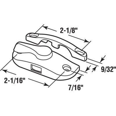 Image showing  Window Sash Lock 2-1/16 H/C with Keeper 2-1/8 H/C Diecast White with Screws