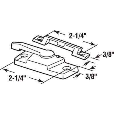 Image showing  Window Sash Lock 2-1/4 H/C with Keeper 2-1/4 H/C Diecast White with Screws