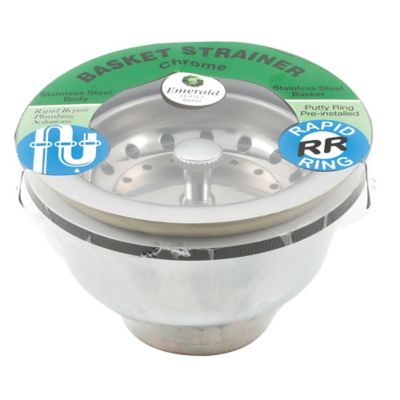 Image showing  Kitchen Sink Basket Strainer Drain Assembly 3-1/2 in. to 4 in. with Putty Stainless Steel Pressure Cup