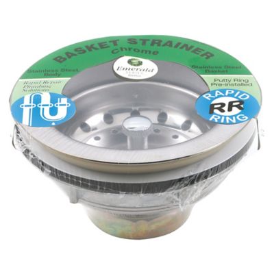 Image showing  Kitchen Sink Basket Strainer Drain Assembly 3-1/2 in. to 4 in. with Putty Stainless Steel Deep Thread