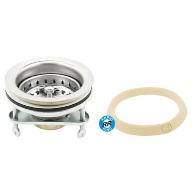 Image showing  Kitchen Sink Basket Strainer Drain Assembly 3-1/2 in. to 4 in. with Putty Stainless Steel 3 Screw Mount