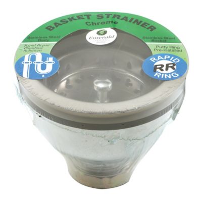 Image showing  Kitchen Sink Basket Strainer Drain Assembly 3-1/2 in. to 4 in. with Putty Stainless Steel Deep Pressure Cup
