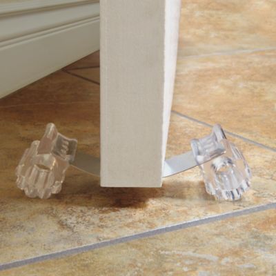Image showing  Door Stop, Flexible Stainless Steel Flat Strap, Clear Rubber Retainers, Fits Up To 3 in. Thick Doors (Single Pack)