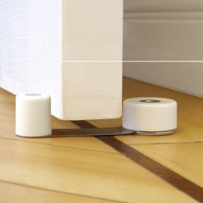 Image showing  Door Stop Bumper with Door Retainer on Pivoting Arm, Brown, Fits 1-3/4 in. Thick Doors (Single Pack)