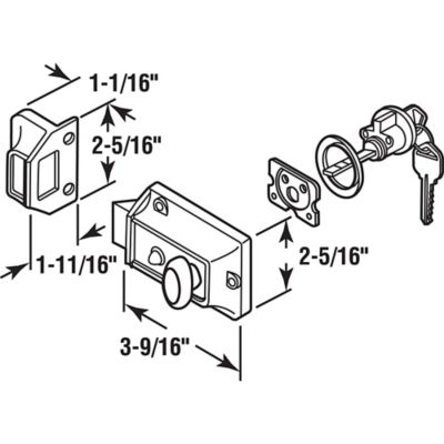 Image showing  Rim Night Latch, Single Cylinder, Satin Nickel (Single Pack)