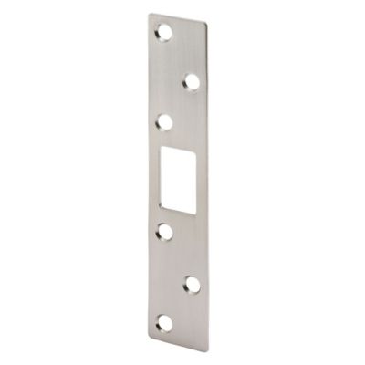 Prime-Line Maximum Security Deadbolt Strike 1-1/8 x 5-7/8 in. with Screws Satin Nickel Finish (Single Pack)