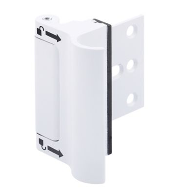 Prime-Line White Solid Brass Door Reinforcement Lock with Integral Pull, 3 in. Stop