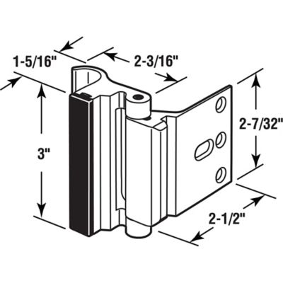 Image showing  White Solid Brass Door Reinforcement Lock with Integral Pull, 3 in. Stop