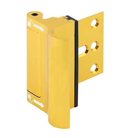 Prime-Line Door Reinforcement Lock 3 in. Stop, Solid Brass, Polished Brass with Intergal Pull (Single Pack)