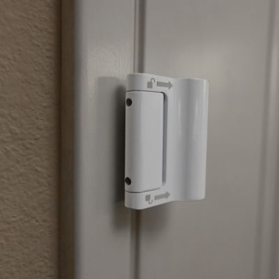 Image showing 6 th Prime-Line New and Improved Door Reinforcement Lock with Integral Pull, 3 In. Stop, Solid Brass, Polished Brass (Single Pack)