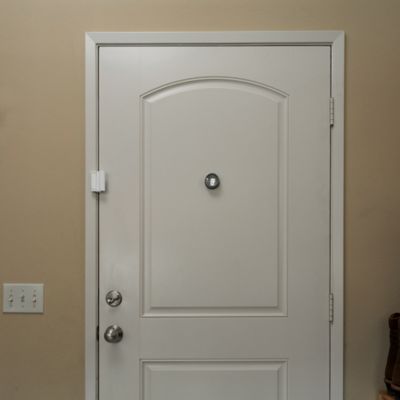 Image showing  New and Improved Door Reinforcement Lock with Integral Pull,3 In. Stop, Solid Brass, Bronze (Single Pack)