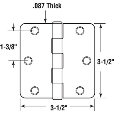Image showing  Door Hinge, Residential, Smooth Pivot, 3-1/2 in., Bronze Finish, 12 pk., U 11502712
