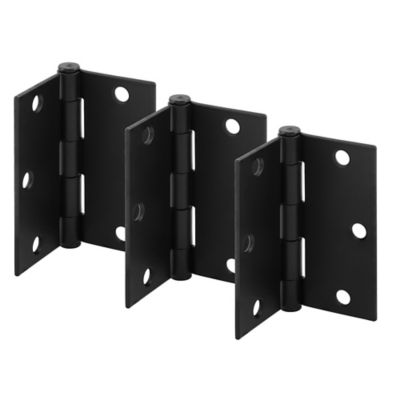 Image showing  Door Hinge Residential Smooth Pivot 3-1/2 in., x 3-1/2 in., Matte Black Finish .087 in., Gauge 3 Pack