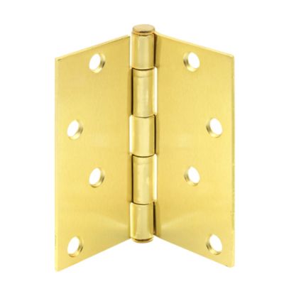 Prime-Line Door HInge, Residential Smooth Pivot, 4 x 4 in., Satin Brass, .087 in. Gauge, 3pk., U 1150363