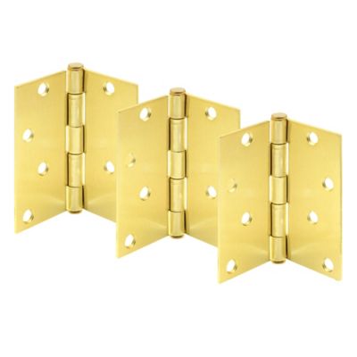 Image showing  Door HInge, Residential Smooth Pivot, 4 x 4 in., Satin Brass, .087 in. Gauge, 3pk., U 1150363
