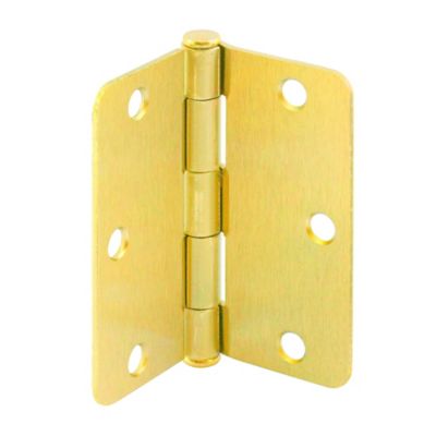 Prime-Line Door HInge, Residential Smooth Pivot, 3-1/2 x 3-1/2 in., Satin Brass, .087 in. Gauge, 12 pk., U 11505612