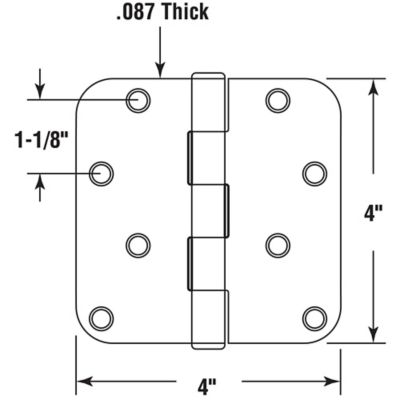 Image showing  Door HInge, Residential Smooth Pivot, 4 x 4 in., Matte Black, .087 in. Gauge 3 pk., U 1150983