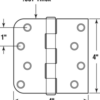 Image showing  Door HInge, Residential Smooth Pivot, 4 x 4 in., Matte Black, .087 in. Gauge 3 pk., U 1151283