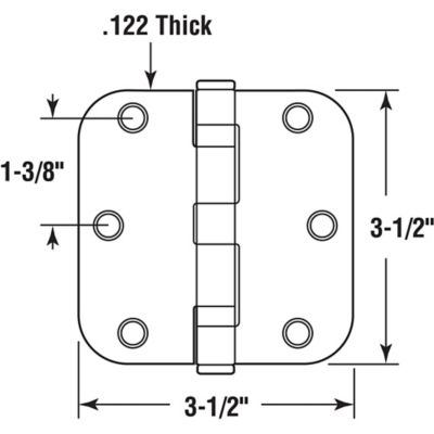 Image showing  Door Hinge, Commercial, Smooth Pivot, 2 Ball Bearing, 3-1/2 in., Satin Nickel Finish, 3 pk., U 1156253