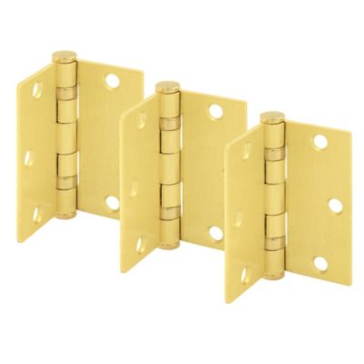 Image showing  Door Hinge Commercial Smooth Pivot 2 Ball Bearing 3-1/2 x 3-1/2in. Satin Brass Finish .122 in. Gauge 3 Pack