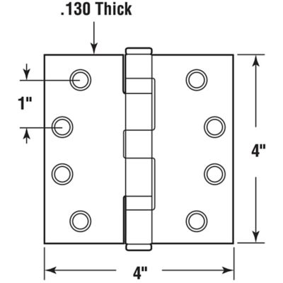 Image showing  Door Hinge, Commercial, Smooth Pivot, 2 Ball Bearing, 4 in., Matte Black Finish, .130 in. ga., 3 pk., , U 1156383