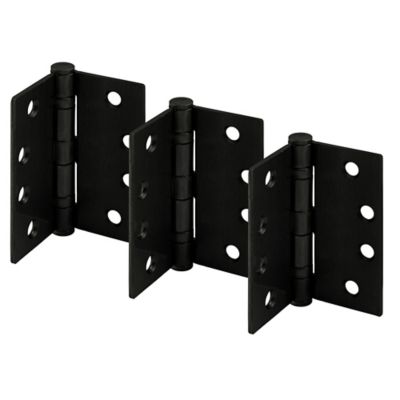Image showing  Door Hinge, Commercial, Smooth Pivot, 2 Ball Bearing, 4 in., Matte Black Finish, .130 in. ga., 3 pk., , U 1156383