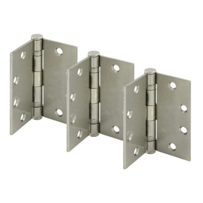 Image showing  Door Hinge Commercial Smooth Pivot 2 Ball Bearing 4-1/2 in., x 4-1/2 in., Satin Nickel Finish .134 in., Gauge 3 Pack